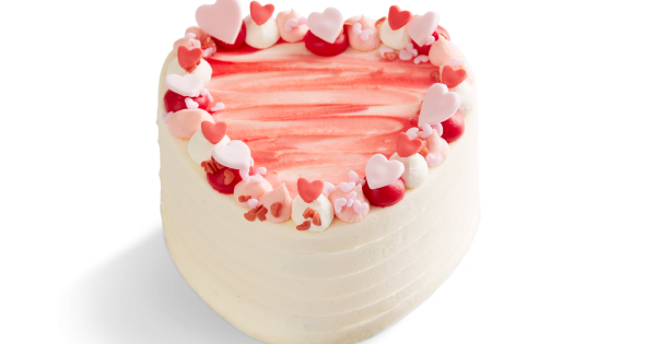 Valentine's hearts aflutter vanilla cake