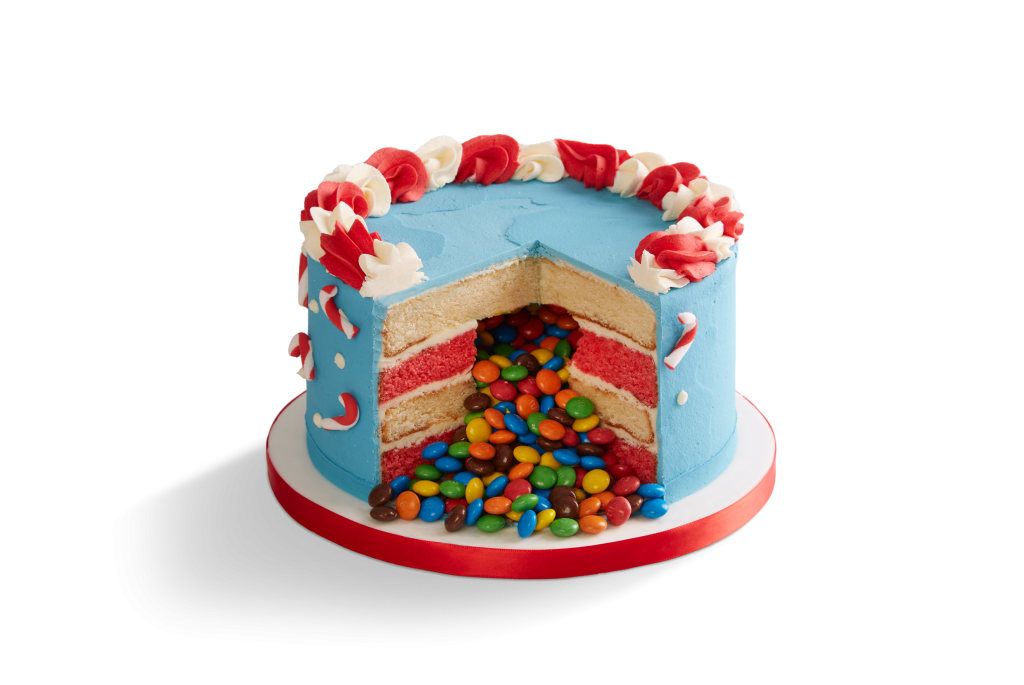 Christmas Candy Cane Piñata Cake